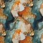 Preview: Outdoorstoff Flowing Bloom Marbels in petrol/orange Töne by Swafing von Sarah Mariam